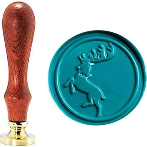Vintage Christmas Deer Custom Picture Logo Wedding Invitation Wax Seal Sealing Stamp Rosewood Handle Set