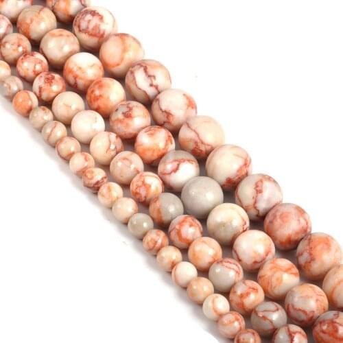 Natural Red Grid Stone Round Loose Beads 4 6 8 10 12 MM Pick Size For Jewelry Making 15" Strand Exquisite Gift