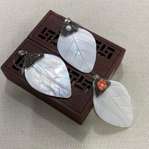 Charm Diamond Shell Pendant Leaf Shaped Lady Necklace Earrings Jewelry Accessories Wholesale Couple Creative Handmade Gift