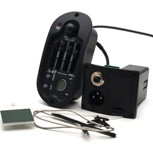 A-4T Oval 4 Band EQ Acoustic Guitar Preamp with Round Digital Procedding Tuner 98x44.5mm Equalizer Guitar Pickup Rubber Oil