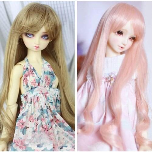 [PF] Blond Pink Curly Wavy Wig For 1/6 1/4 MSD 1/3 SD DZ AOD LUTS BJD Doll Dollfie
