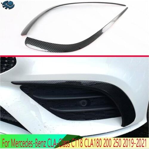 For Mercedes-Benz CLA-Class C118 CLA180 200 250 2019-2021 Car Accessories Carbon fiber style Front Fog Light Trim Bezel