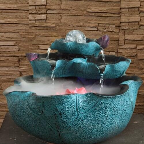 Housewarming gift Chinese rockery Water Fountain Pond Fish feng shui ornaments desktop humidifier resin wheel