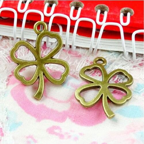60pcs Charms luck four leaf clover 25*19MM Antique Making pendant fit,Vintage Antique Bronze,DIY Handmade Jewelry