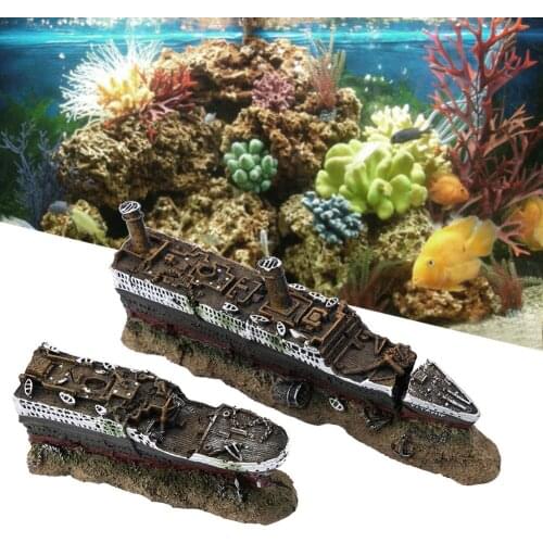 Aquarium Decoration Ornament Wreck Ornaments Creative Fish Tank Landscaping Resin Broken Ship Wreck Ornaments Tools