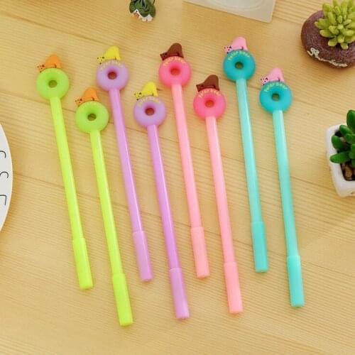 4pcs/lot Colorful 3D Doughnut Polar Bear design gel pen 0.38mm black ink pen Students gift prize Office school supplies