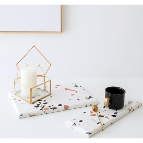 SWEETGO Terrazzo Pallet for Dessert Bread Coffee Ceramic Board Home Table Decorations Food Tools Trays Service Plate Photo Props