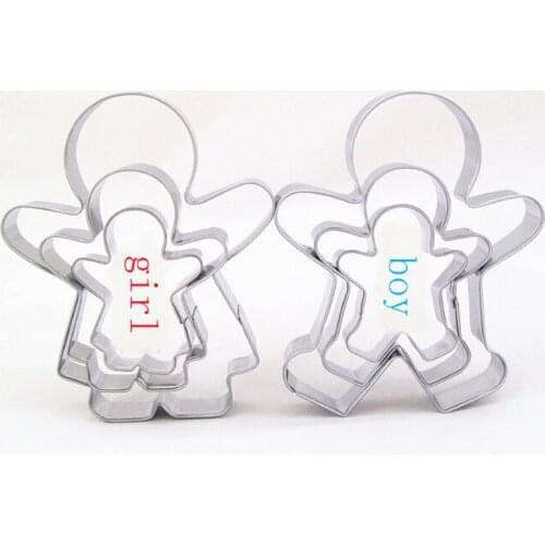 Creative Hot Sale Cookie Cutter Metal 3 Pcs Boy Girl Suit Stainless Steel Cookies Cutter Mold Cake Rice Molded Gingerbread Man