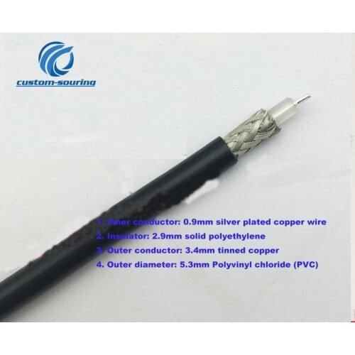 RG223 High Frequency Microwave Coaxial Line RG223 Coaxial Cable RF Line 50 ohm Double Shielded Cable Tinned Wire 5.3MM