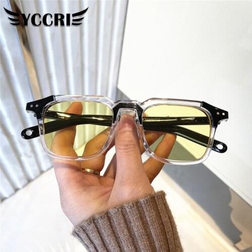 YCCRI 2020 New High-quality New Splicing Meter Nail Square Sunglasses Fashion Men Hip Hop Glasses Retro Sunglasses for Women