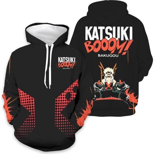 Anime My Hero Academia Bakugou Katsuki Cosplay Costumes Polyester Hoodie Jacket Coat Pullover Halloween Sportswear