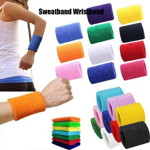 1PC Colorful Sport Sweatband Wristbands Cotton Fiber Sweat Wrist Guards Teenagers Volleyball Tennis Hand Band Sports Accessories