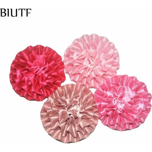 10pcs/lot 3.6'' Large Soft Satin Fabric Flower 9cm Artificial Hair Flower with Clip Kids Hairpin Accessory TH283