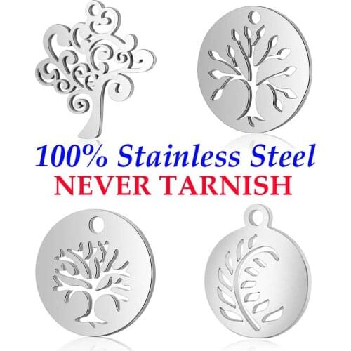 10 Pieces Life of Tree Flower Charm Wholesale Stainless Steel Real 316 Steel DIY Charms AAAAA Quality Pendants Never Tarnish