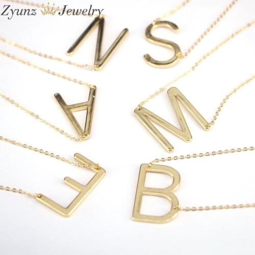 10PCS, Golden Color Initial Name Pendant Necklace for Women Letters Pendant Necklaces Choker Name Jewelry