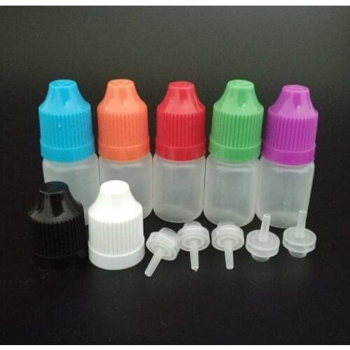 1000pcs 5ml Needle bottle PE Plastic Dropper Bottles with Childproof Caps & long fine Tips for E juice, Empty E liquid Bottle