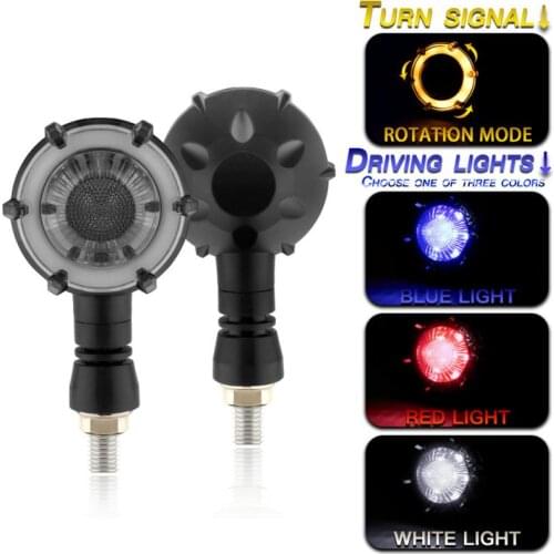 2pcs/pair Motorcycle Lights Rotating Mode Turn Signal Light PROZONE Modified LED Bi-color Round Water Rotating Mode