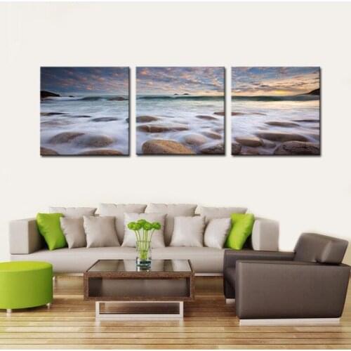 2017Modern HD Canvas Prints White Oecan Wave Landscape Scenery Modular Wall Pictures Paintings for Home Decor 3 pieces No Framed
