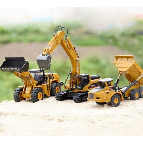 3pcs TongLi Alloy Toys 1:50 Scale Die-cast models dumper truck excavator shovel loader engineering Vehicles Boys Christmas Gift