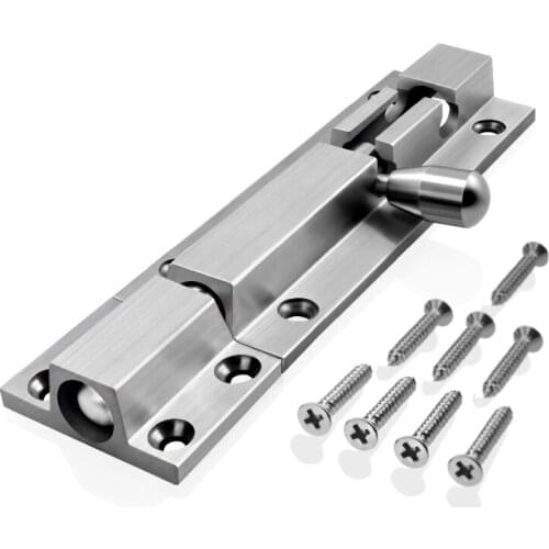 304 Stainless Steel Drawing Door Bolt 15cm Thickening Surface Mounted Wooden Gate Anti-theft Door Window Latch Lock Bolts