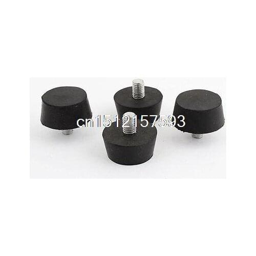 4 Pcs Rubber Screw On Type M10 40mm Head Diameter Handle Knob Black