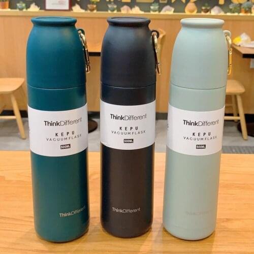 500ml 304 Stainless Steel Vacuum Flask Thermos With buckle Outdoor Travel Personality Retro Thermos Portable Travel Mug