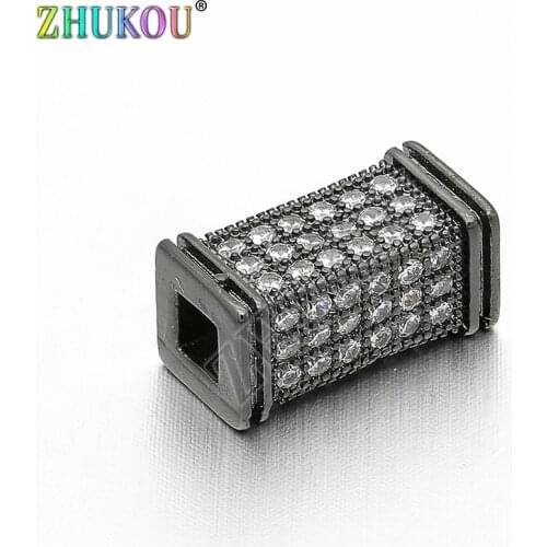 6*13mm Brass Cubic Zirconia Curved Tube Beads DIY Jewelry Bracelet Necklace Making, Hole: 3mm, Model: VZ88