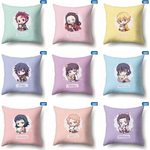 Anime Demon Slayer Pillowcase Kimetsu No Yaiba Printed Pillow Case For Seat Car Sofa Cushion Cover Pillowcase Home Decor 45X45cm
