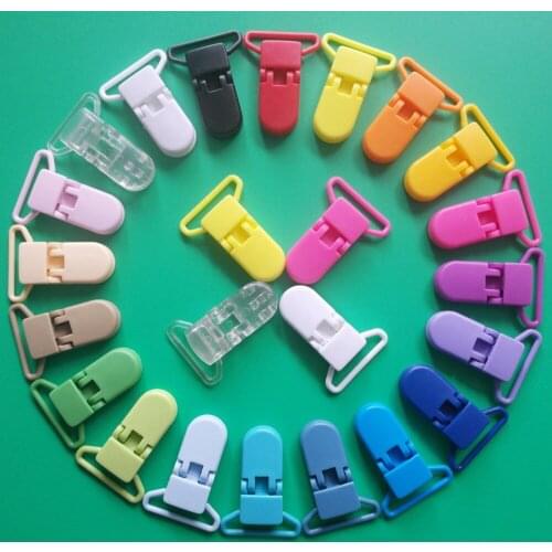 Free Shipping 180pcs 25MM KAM D Shaped Plastic Pacifier Clips Holder Multifunctional Clamp Dummy Soother Clips For Baby Pacifier