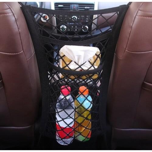 Black Car Storage Net 2-Layer Car Storage Organizer Universal Mesh Organizer Pouch Bag Between Seat Gap Behind Seat For Trunk
