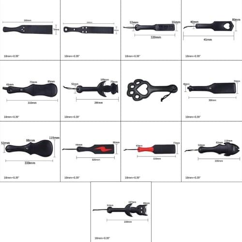 Black PU Leather Riding Crop Paddle Horse Whip Flogger Restraint Fetish Adult Game Sex Toy