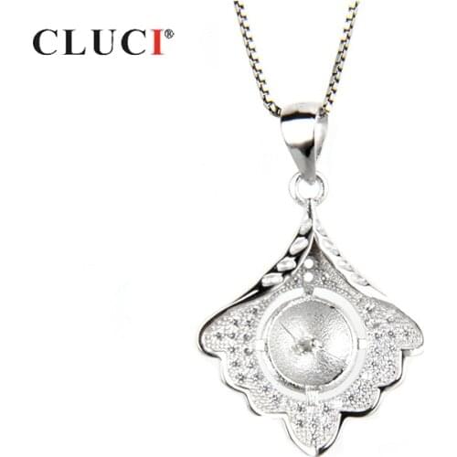 CLUCI Conch Shaped 925 Sterling Silver Pearl Pendant Mounting Silver 925 Women Charms Pendant SP076SB