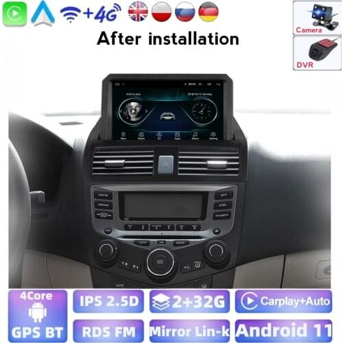 For Honda Accord 7 Diesel 2002 2003 2004 2005 2006 2007 Android Touch Button Support Rear Camera DVR BT SWC Colorful lights DAB