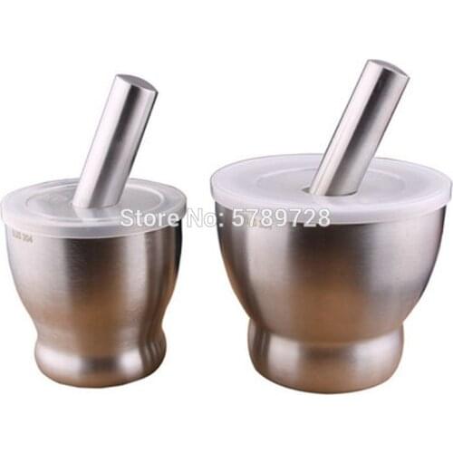 1pcs Stainless Steel Mortar and Pestle Pugging Pot Garlic Spice Grinder Pharmacy Herbs Bowl Mill Grinder Crusher lab Tool