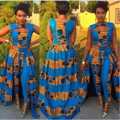 African Pants Trousers Set New Trousers Trousers Pants Skirt Set Round Collar Sleeveless