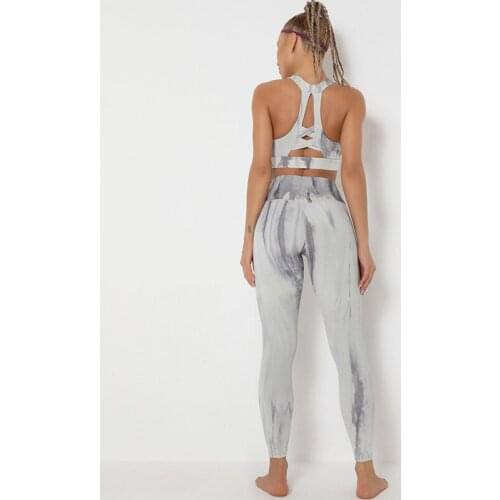 2021 Hot Sale Yoga Suit Nude Tie-Dye Beauty Back Bra Gym Running Exercise Sports Running Tight-Fitting Quick-Drying Suit Women