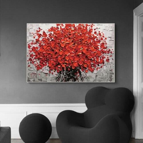 Painting By Numbers DIY Plant Red Flower 40x50cm Handmade Gift Paint By Number Canvas Kits Figure Acrylic Paint Decoration