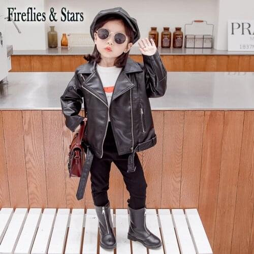 Spring Autumn girls PU Jacket baby coat toddler outwear kids streetwear clothes fashion irregular zipper waistband 2 to 7 yrs