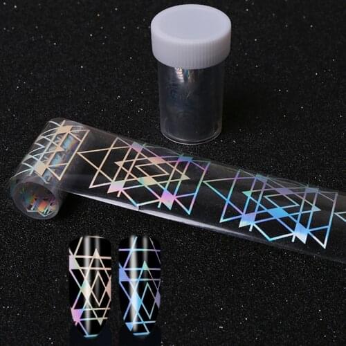 Negative Space Design Laser Nail Transfer Foil Geometry Design 100*4cm Manicure Nail Image Sticker