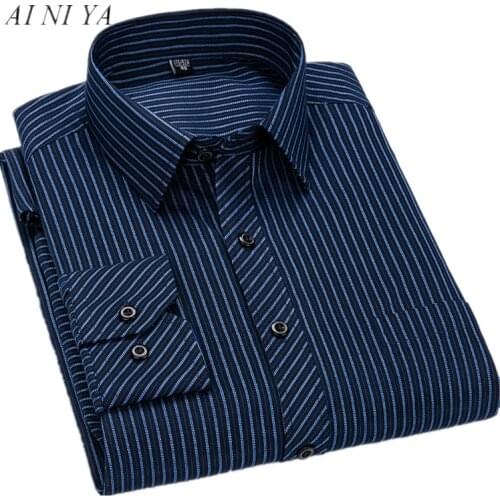 AI NI YA Brand New Spring Autumn Men Dress long sleeve Shirt Solid Color Homme Male Business Casual Long Sleeved Shirt