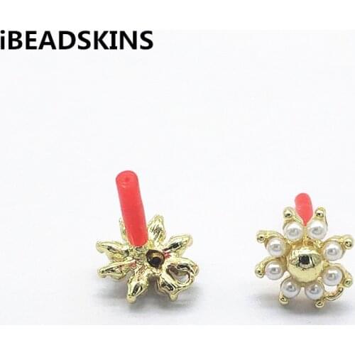 New arrival! 13X12mm Imitation pearl Flower shape Earrings Stud for Earrings parts,hand Made Earrings Findings Jewelry DIY