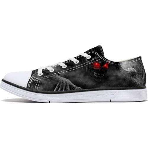 2019 New Style Scary Skull Printed Low Top Canvas Shoes for Men Woman Teens Boys Girls Fashion Sneakers Custom Shoes