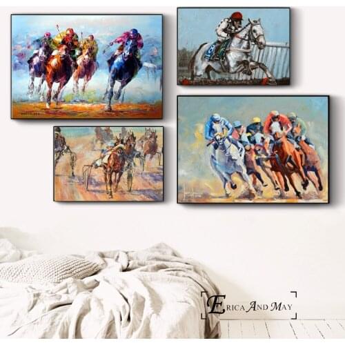 Horse Racing Classic Canvas Painting Posters And Prints For Living Room No Framed Wall Art Picture Home Decor On Sale