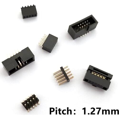 10PCS Spacing 1.27mm 2x5Pin IDC Box Header Shrouded Male Female PCB Receptacle Plug SMD Straight Through Holes Connector