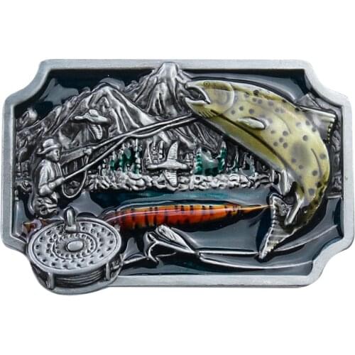 Luxury Belt Buckle for Men Handmade Fishing Men Buckles Western Cowboy Casual Rock Style for 4cm Wide Belts Jeans Accessories