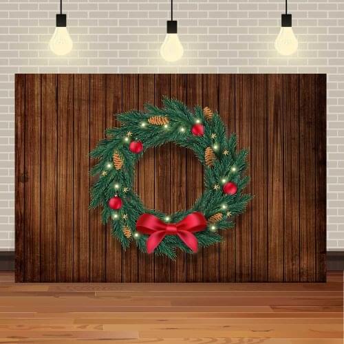Seekpro Merry Christmas Winter Snow Watercolor Family Party Wooden Gift Tree Customized Photo Backdrop Photography Background