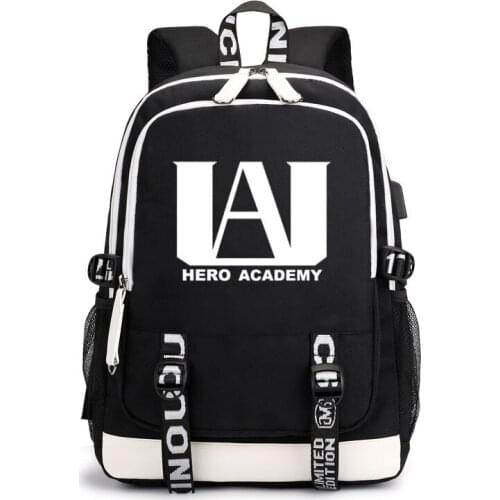 Anime My Hero Academia Laptop Backpack External USB Charge Bag School Bags Teenagers Unisex Travel Rucksack Fashion Mochilas