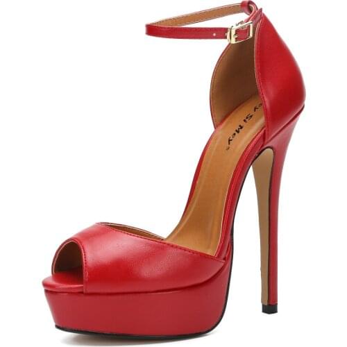 Platform Summer Heeled Sandal Women Shoes High Heels Sandals Women Peep Toe Back Strap Sexy Black Red Club style