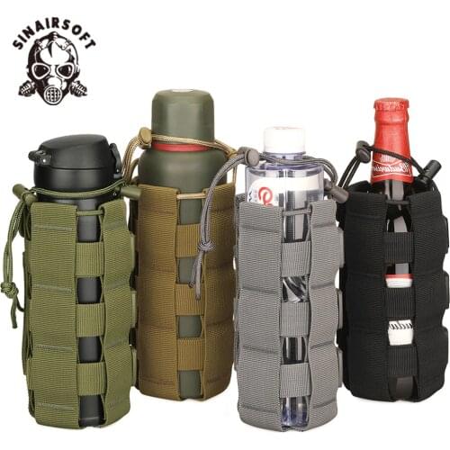 SINAIRSOFT MOLLE Sport Bag 300-800ML Water Bottle Climbing Bags D-ring Holder Drawstring Pouch Durable Travel Hiking Water Bag