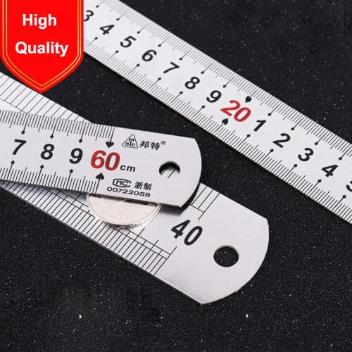 15/20/30/50cm Ruler Construction Tools Measuring Instruments Metric inch Double-sided Scale Steel Plate Ruler Stainless Steel